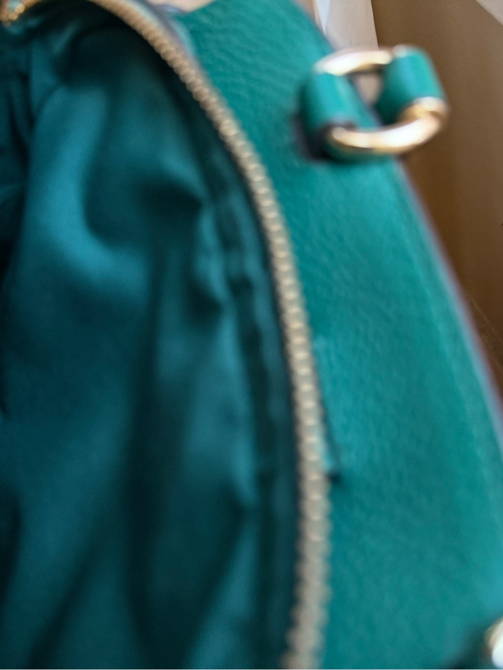 COACH Green Leather Satchel with Rainbow Striped Strap - Picture 8 of 11